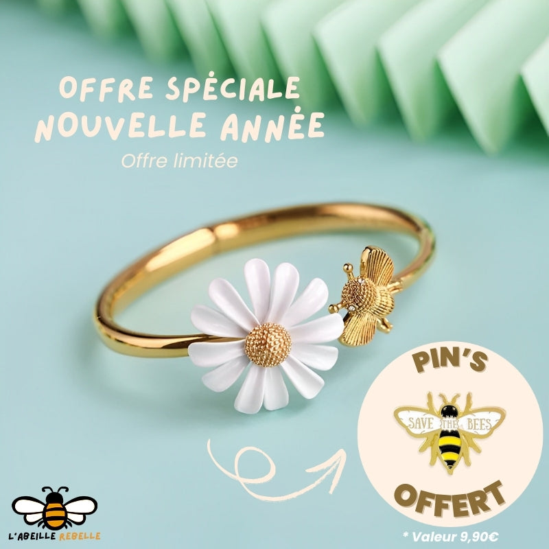Bracelet Rigide Vintage - Motif Marguerites - Neuf Avec étiquettes