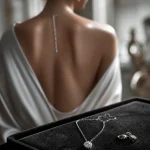 Chaine diamant avec pendentif sur écrin velours noir