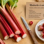 Cuir rhubarbe sans détremper, 15 min à la casserole et 180°C au four