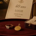 Bijoux cadeau symbolique 40 ans femme : bague diamant et pendentif “40”