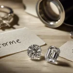 Forme taille diamant : diamant rond et émeraude, brillance et style