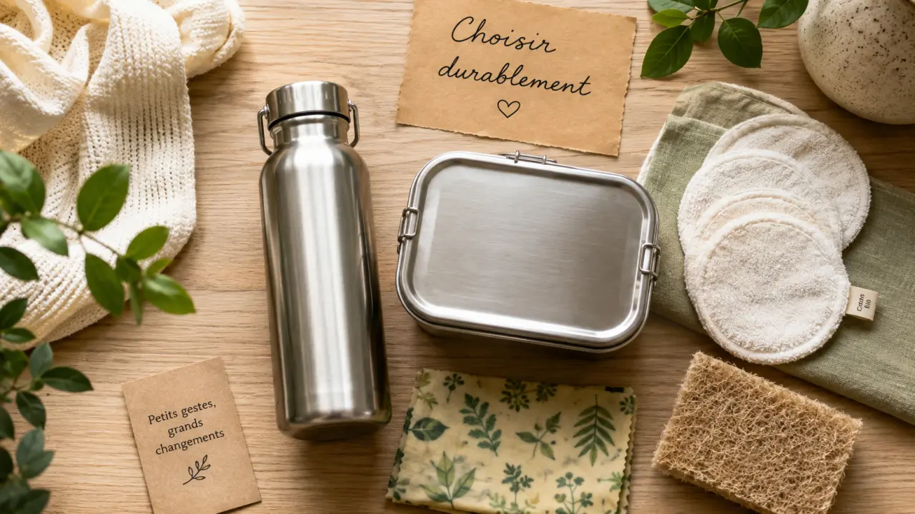 Idées cadeaux éco responsables zéro déchet et seconde main : gourde inox, boîtes repas réutilisables, bee wrap
