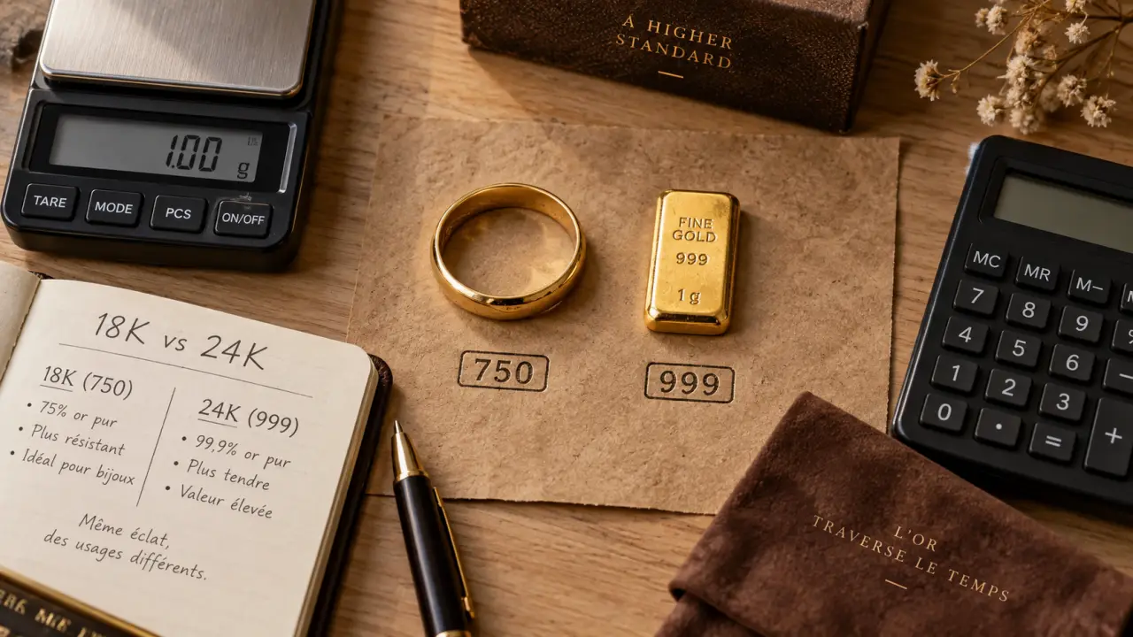 Or 18 ou 24 carats : bijoux 18K et 24K, pureté maximale vs résistance