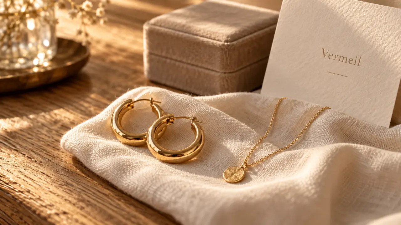 Bijoux en vermeil pour femme : créoles dorées et collier fin