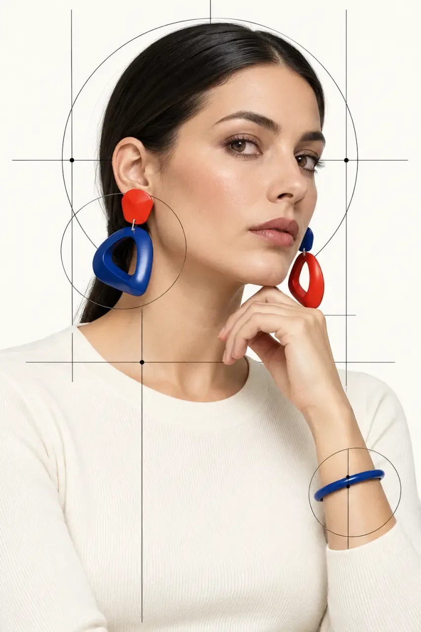 Marque de bijoux fantaisie colorés associés à une tenue quotidienne équilibrée