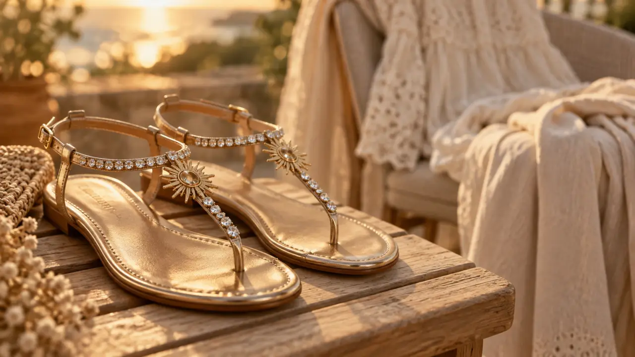 Sandales femme bijoux dorées en cuir souple avec strass